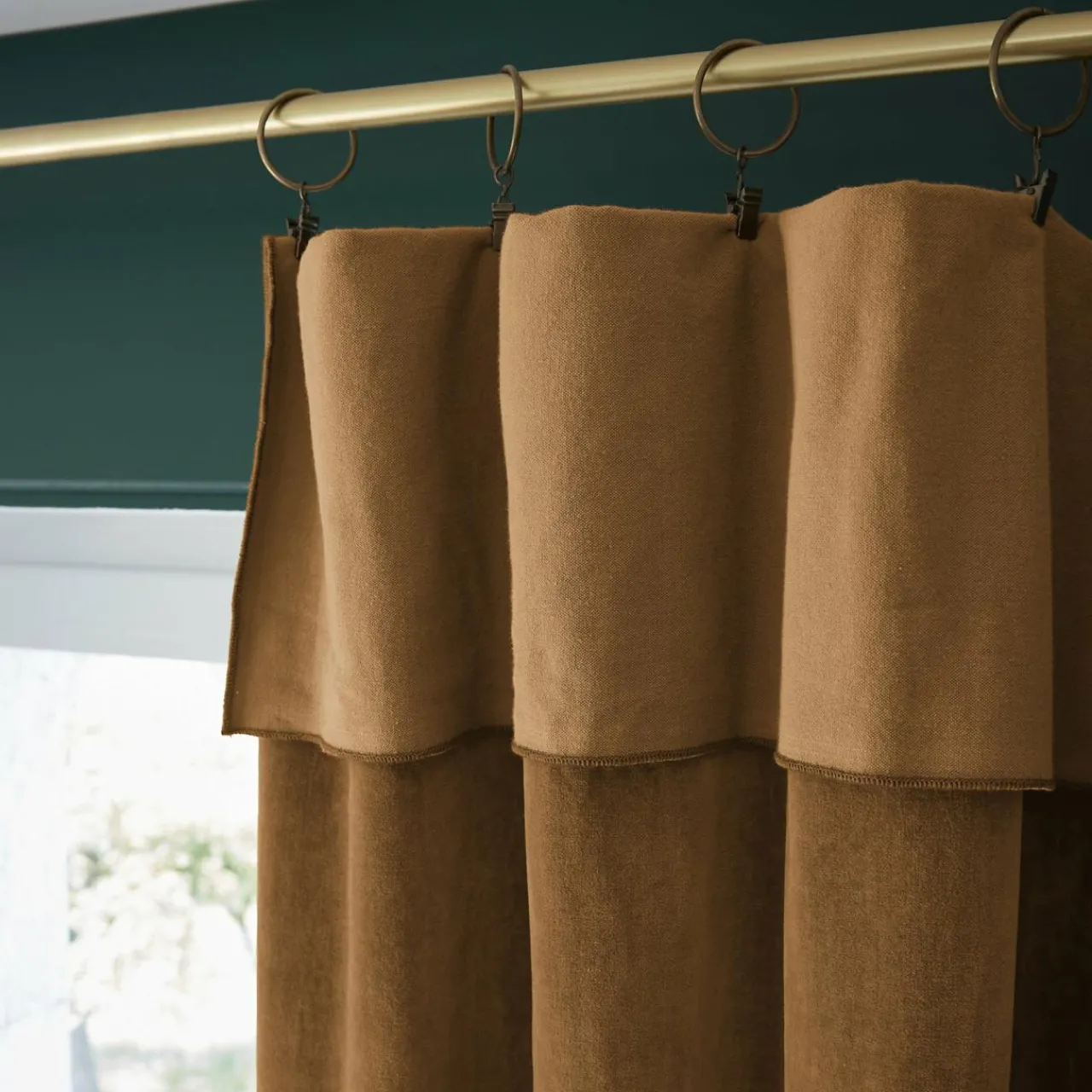 Rideau|EMINZA Rideau velours de coton ajustable (140 x max 270 cm) Victor Camel