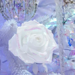 Décoration De Sapin|KAEMINGK Rose de Noël sur clip (D12 cm) Ice irisé Blanc