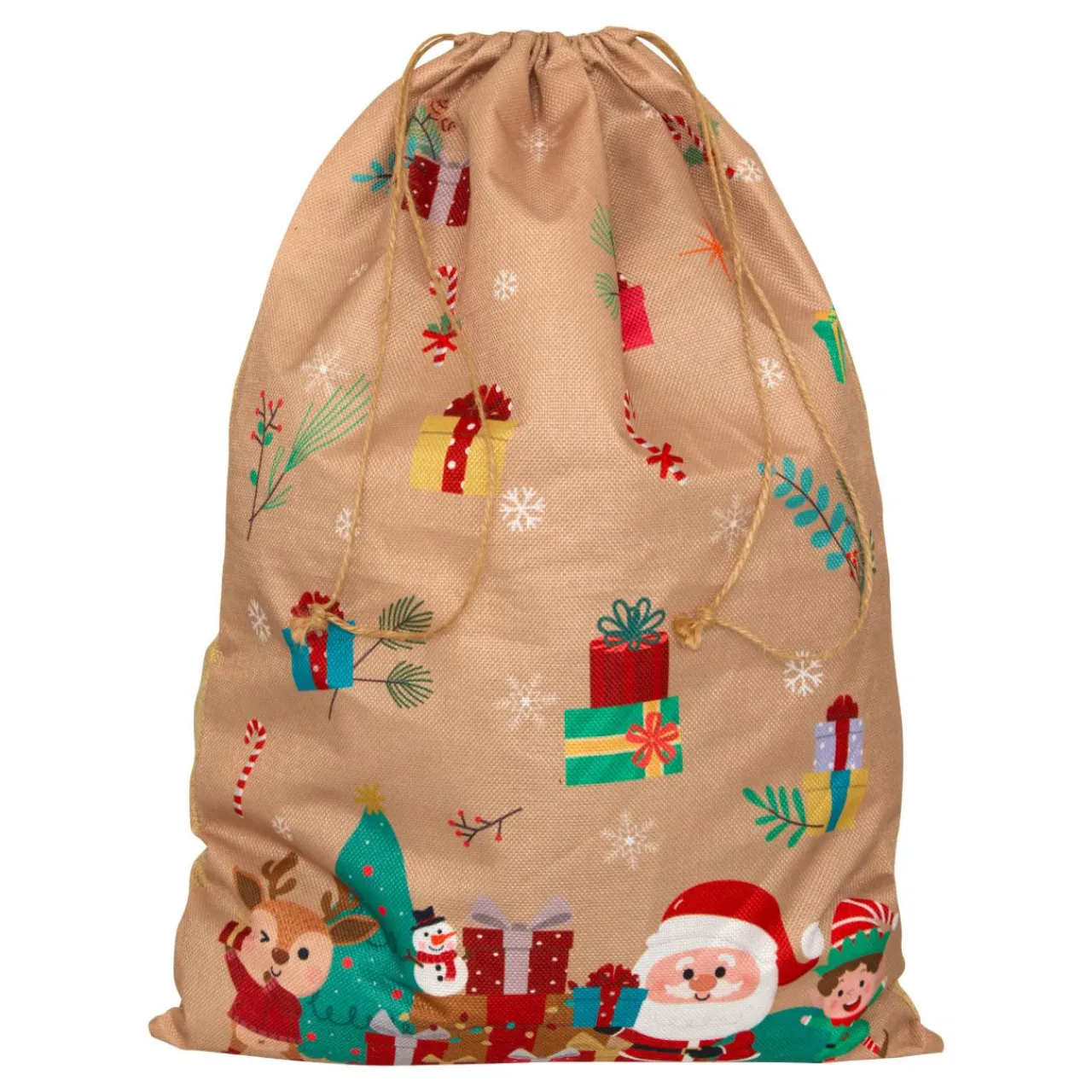 Bonnet, Chaussette Et Costume|JJA Sac cadeau en jute (H70 cm) Lutin et Père Noël Beige Multicolore
