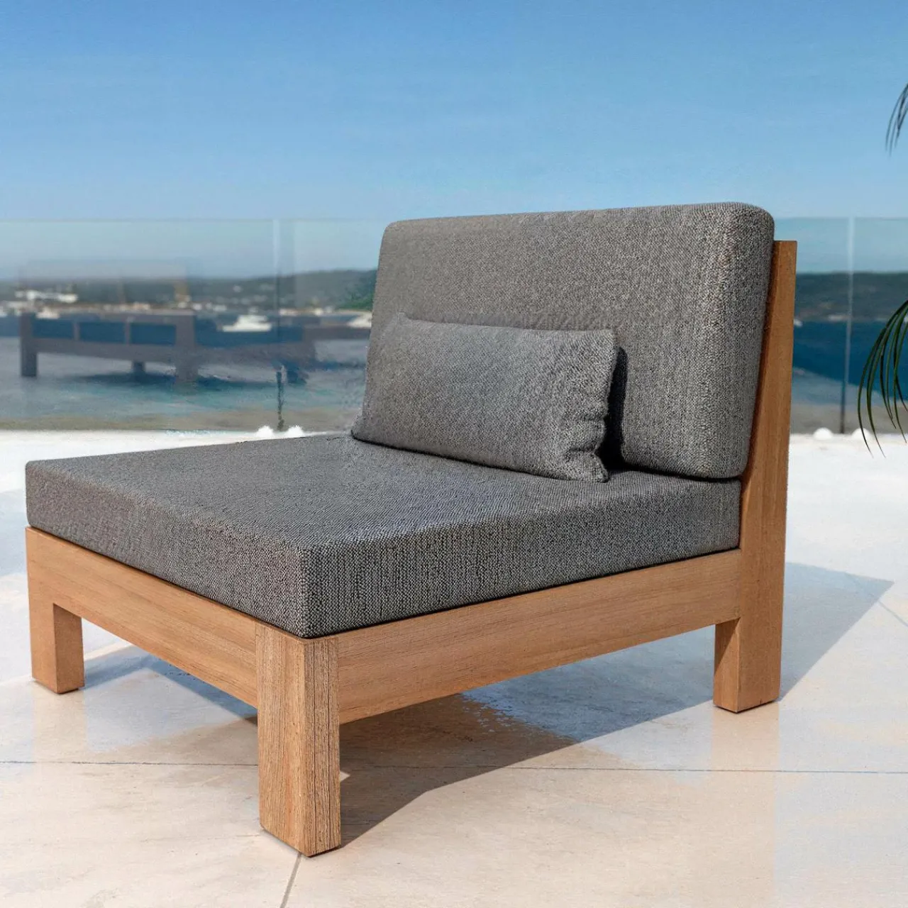 Salon De Jardin|MOBELLIA Salon de jardin en bois d'acacia 8 places 5 pcs Borneo Gris Anthracite