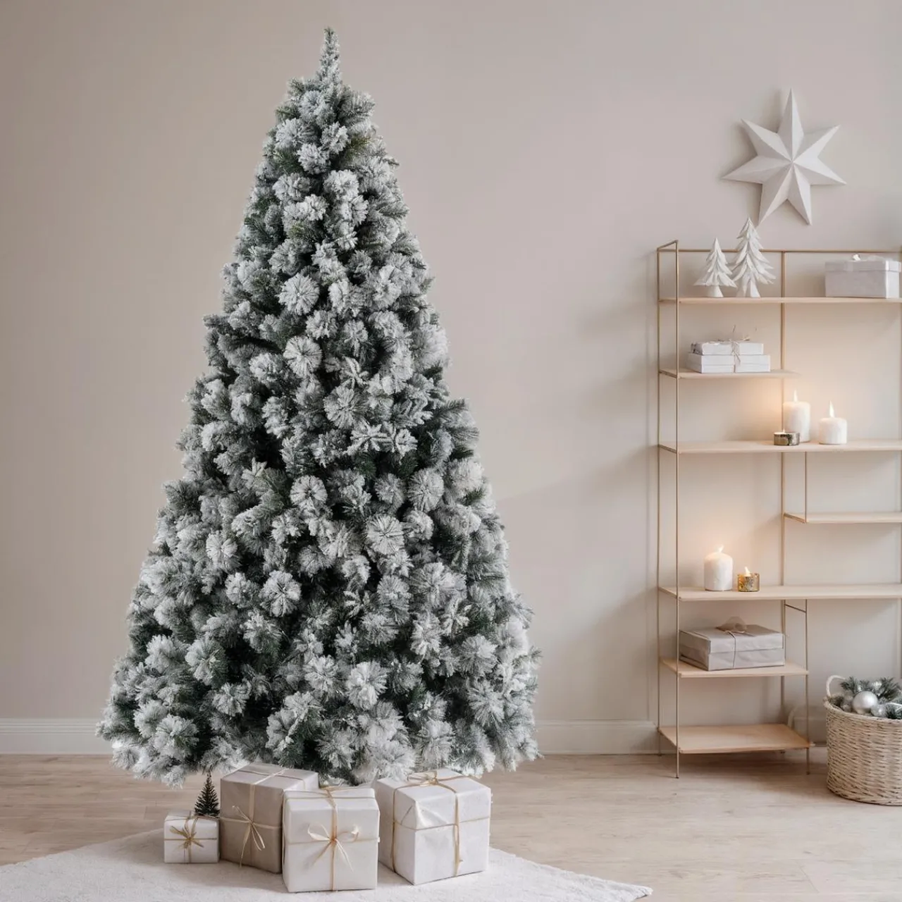 Sapin Grande Taille|Sapin Artificiel De Noël|EMINZA Sapin artificiel de Noël (H210 cm) Edmonton Vert enneigé Sapin enneigé