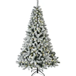 Sapin Artificiel De Noël|EMINZA Sapin de Noël artificiel lumineux 260 LED (H180 cm) King Vert enneigé Sapin enneigé lumineux