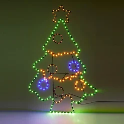 Déco Et Objet Lumineux|KOOPMAN Sapin de Noël lumineux 201 LED (H80 cm) Néon effet flash Multicolore