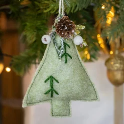 Décoration De Sapin|KAEMINGK Sapin en feutrine à suspendre (H13 cm) Alpin Menthe blanche Vert menthe