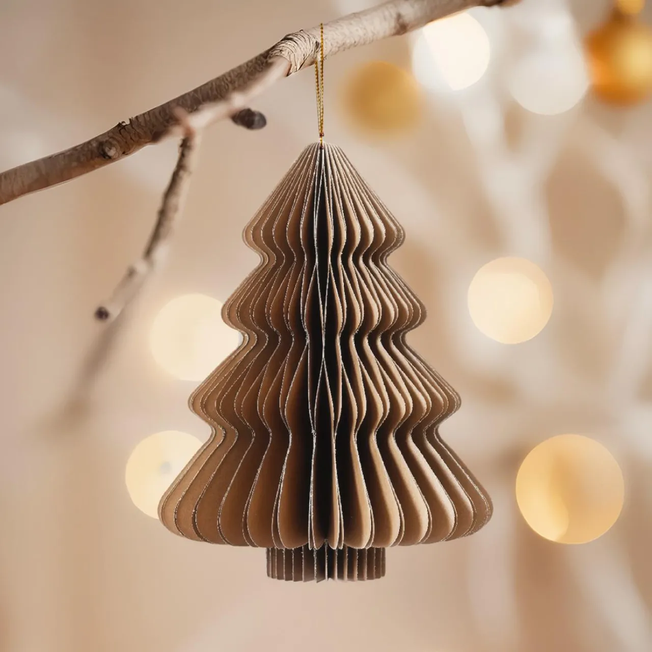 Déco Et Objet De Noël|Décoration De Sapin|KAEMINGK Sapin en papier à suspendre (H15 cm) Fermeture Magnétique Brun Marron