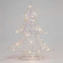 Déco Et Objet De Noël|KOOPMAN Sapin lumineux à piles 30 LED (H40 cm) Féerie de Noël Irisé et blanc chaud Transparent irisé