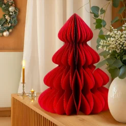 Déco Et Objet De Noël|KAEMINGK Sapin papier à poser (H60 cm) Fermeture Magnétique Rouge