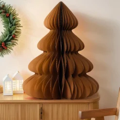 Déco Et Objet De Noël|KAEMINGK Sapin papier à poser (H90 cm) Fermeture Magnétique Brun café