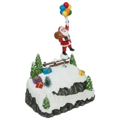 Village De Noël Lumineux|FEERIC LIGHTS Scène de vie illuminée et animée (H22 cm) Envol du Père Noël
