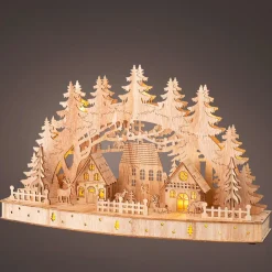 Village De Noël En Bois|KAEMINGK Scène de vie lumineuse à piles en bois (44 x H26 cm) Paysage nordique