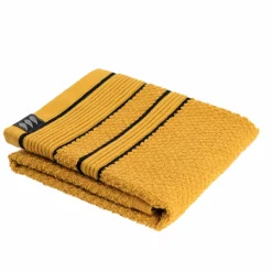 Linge De Bain|Serviette De Bain|TENDANCE Serviette de bain coton (30 x 50 cm) Black Line / noir Jaune ocre