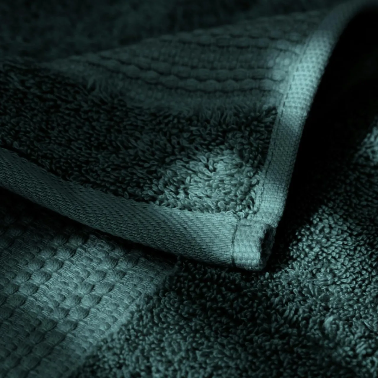 Linge De Bain|Serviette De Bain|EMINZA Serviette de bain coton bio (30 x 50 cm) Méline Vert émeraude