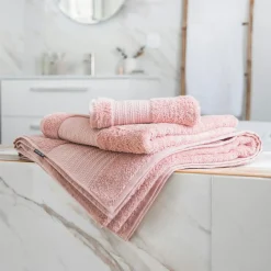 Linge De Bain|Serviette De Bain|EMINZA Serviette de bain coton bio (50 x 90 cm) Méline Rose Pêche