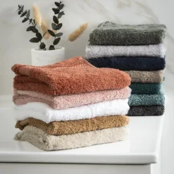 Linge De Bain|Serviette De Bain|EMINZA Serviette de bain coton bio (30 x 50 cm) Méline Terracotta