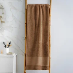 Linge De Bain|Serviette De Bain|EMINZA Serviette de bain coton bio (90 x 150 cm) Méline Camel
