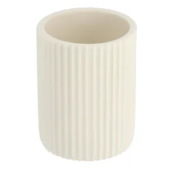 Accessoire Salle De Bain|TENDANCE Set d'accessoires salle de bain résine Strié Blanc