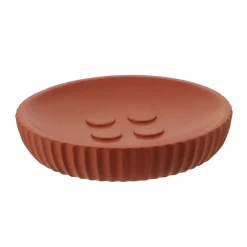 Accessoire Salle De Bain|TENDANCE Set d'accessoires salle de bain résine Strié Terracotta