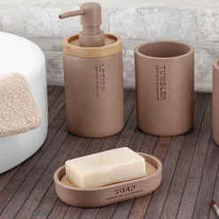 Accessoire Salle De Bain|TENDANCE Set d'accessoires salle de bain Purebamboo Cappuccino Marron