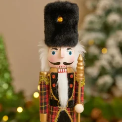 Père Noël, Animaux Et Personnage|KAEMINGK Soldat Casse-noisette en bois (H38 cm) Ernest et Toque d'ours Noir