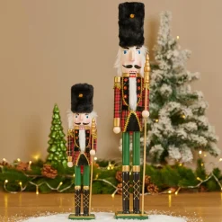 Père Noël, Animaux Et Personnage|KAEMINGK Soldat Casse-noisette en bois (H61 cm) Ernest et Toque d'ours Noir