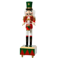 Père Noël, Animaux Et Personnage|KAEMINGK Soldat Casse-noisette musical en bois (H30 cm) Gaby et son tambour Impérial Multicolore