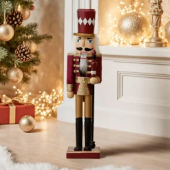 Père Noël, Animaux Et Personnage|KAEMINGK Soldat Casse-noisette Musical en bois (H38 cm) Edouard Impérial Lie de vin Bordeaux