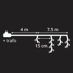 Guirlande Lumineuse|KAEMINGK Stalactite lumineuse 7,50 m 175 LED câble transparent Multicolore
