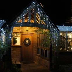 Guirlande Lumineuse|EMINZA Stalactite lumineuse 20 m 490 LED câble blanc Stars Blanc froid Blanc Froid - câble blanc