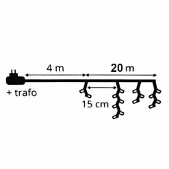 Guirlande Lumineuse|EMINZA Stalactite lumineuse 20 m 490 LED câble blanc Stars Blanc froid Blanc Froid - câble blanc