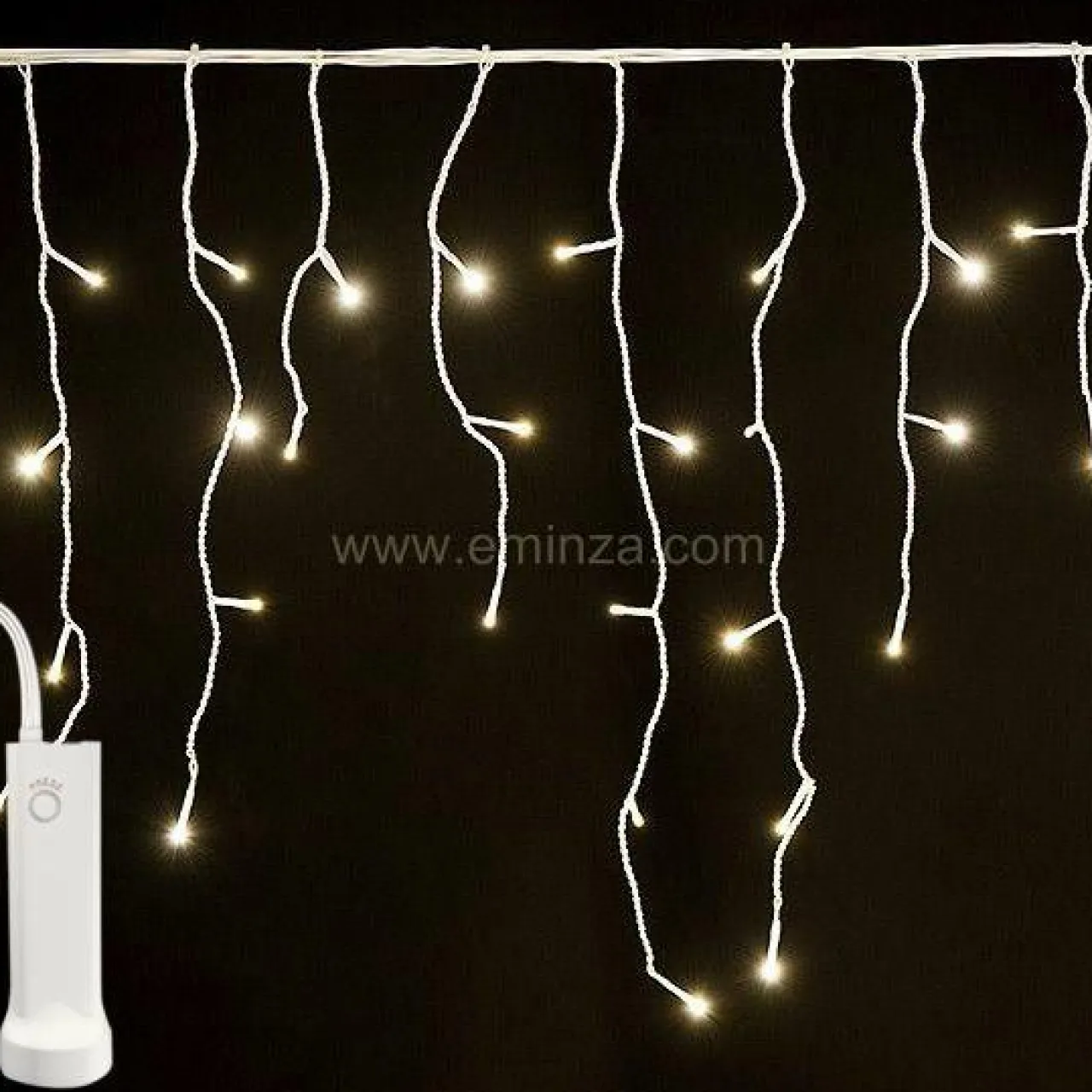 Guirlande Lumineuse|KAEMINGK Stalactite lumineuse à piles 14 m 384 LED câble blanc Durawise Blanc chaud