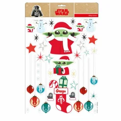 Déco Et Objet De Noël|Déco De Noël Disney|CHRISTMAS INSPIRATIONS Stickers pour fenêtre Disney Star Wars Yoda Rouge