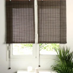 Store|LUANCE Store enrouleur à lattes (40 x 130 cm) Bambou Chocolat Marron