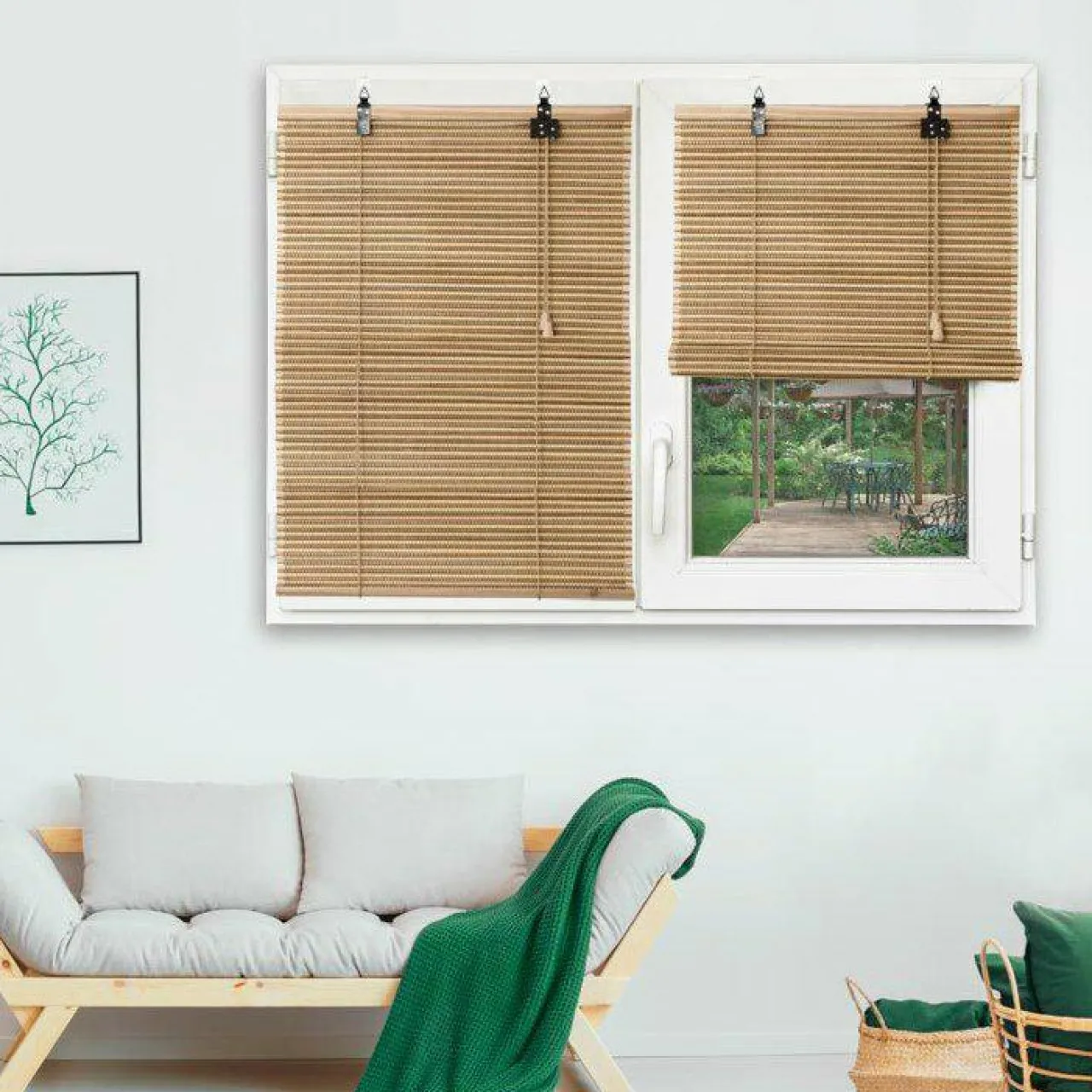 Store|LUANCE Store enrouleur à lattes (90 x 180 cm) Bambou Beige