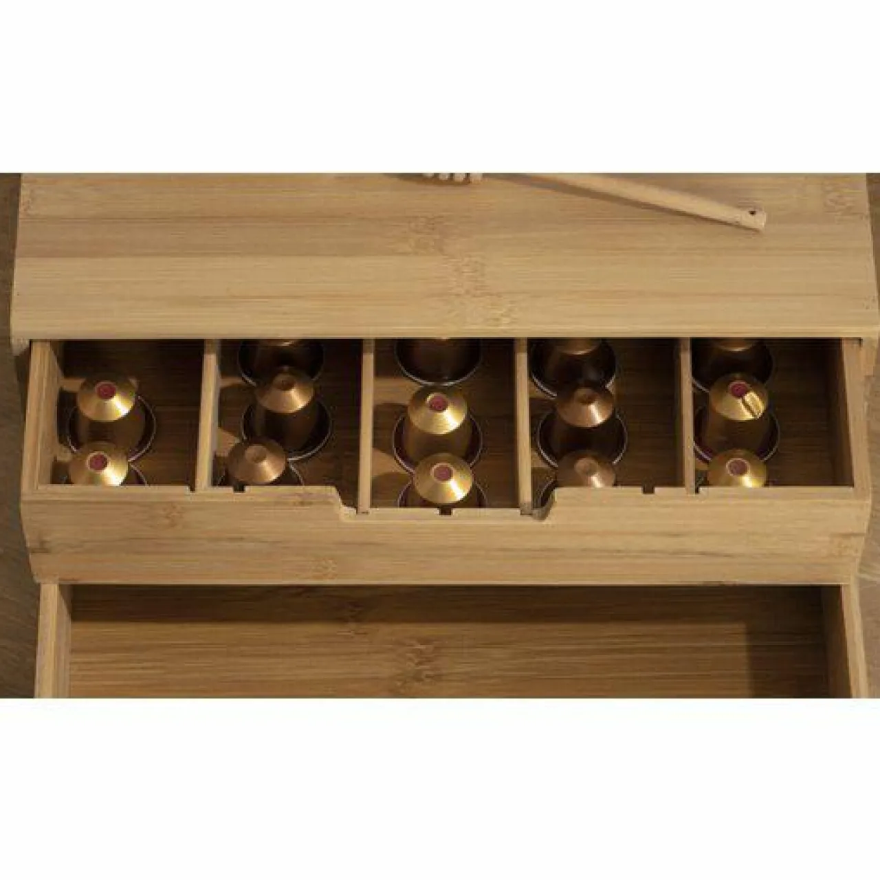 Rangement Et Organisateur|ATMOSPHERA Support à cafetière avec tiroirs range capsule (34 x H14 cm) Siao Naturel