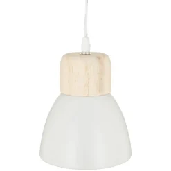 Lampe Suspension|ATMOSPHERA Suspension bois et métal (D15 cm) Break he Blanc