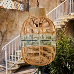 Luminaire Jardin|Eclairage Extérieur|#N/A Suspension de jardin solaire résine tressée LED (D27 cm) Toscane Vert