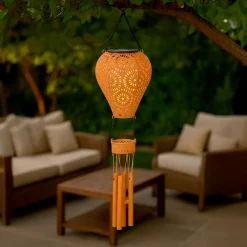 Luminaire Jardin|Eclairage Extérieur|KAEMINGK Suspension de jardin solaire LED (H56 cm) Montgolfière Orange
