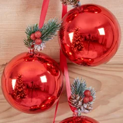 Déco Et Objet De Noël|FEERIC LIGHTS Suspension de Noël déco (H22 cm) Boules Luxe Rouge