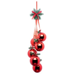 Déco Et Objet De Noël|FEERIC LIGHTS Suspension de Noël déco (H22 cm) Boules Luxe Rouge