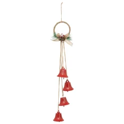 Déco Et Objet De Noël|JJA Suspension de Noël déco (H55 cm) Clochettes en métal Rouge