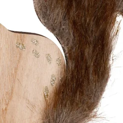 Décoration De Sapin|JJA Suspension de Noël en bois (H12 cm) Ecureuil douce fourrure Marron