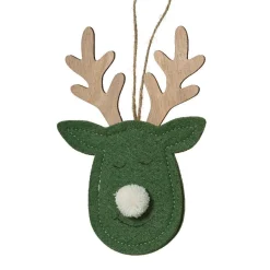 Décoration De Sapin|KAEMINGK Suspension de Noël en bois (H15 cm) Cerf majesté des bois Vert