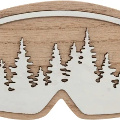 Décoration De Sapin|JJA Suspension de Noël en bois (H16 cm) Masque de ski Naturel