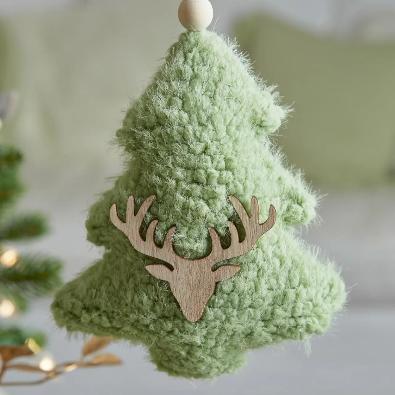 Décoration De Sapin|KAEMINGK Suspension de Noël en bois (H15 cm) Sapin fourrure Vert menthe