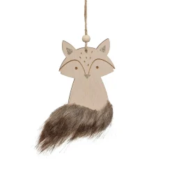 Décoration De Sapin|JJA Suspension de Noël en bois (H12 cm) Renard douce fourrure Marron