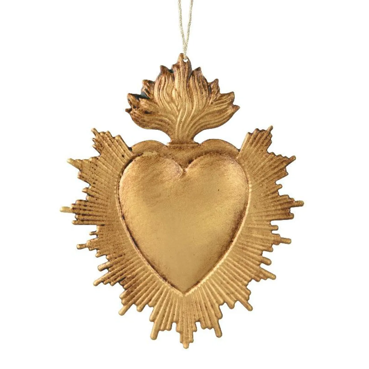 Décoration De Sapin|KAEMINGK Suspension de Noël en metal (H14 cm) Coeur Exvoto Dé Or