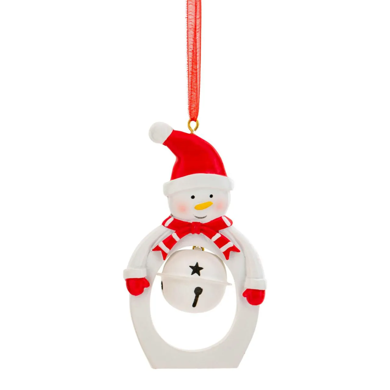 Décoration De Sapin|JJA Suspension de Noël en métal (H10 cm) Cloche et bonhomme de neige Blanc