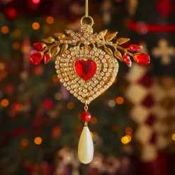 Décoration De Sapin|KAEMINGK Suspension de Noël (H12 cm) Bijou précieux Rouge