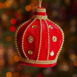 Décoration De Sapin|KAEMINGK Suspension de Noël (H10 cm) Couronne velours Rouge