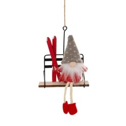 Décoration De Sapin|JJA Suspension de Noël (H19 cm) Lutin sur télésiège Rouge